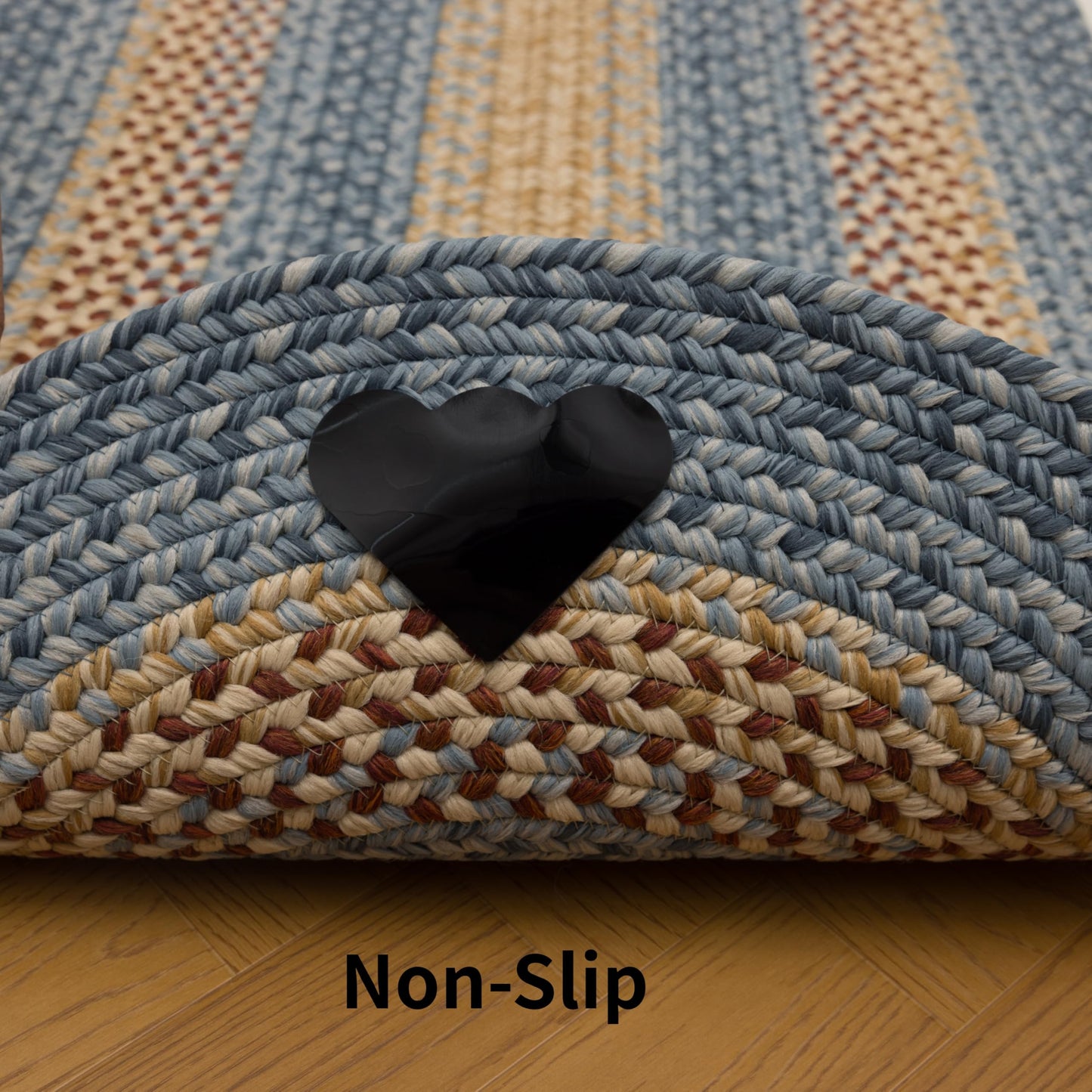 RCTJHOME 2'x6' Oval Braided Runner Rug, Long Hallway & Kitchen Farmhouse Rug, Door Mat with Anti-Slip Pads for High Traffic Areas Without Rubber Rope Rug,Natural, Rust, Blue