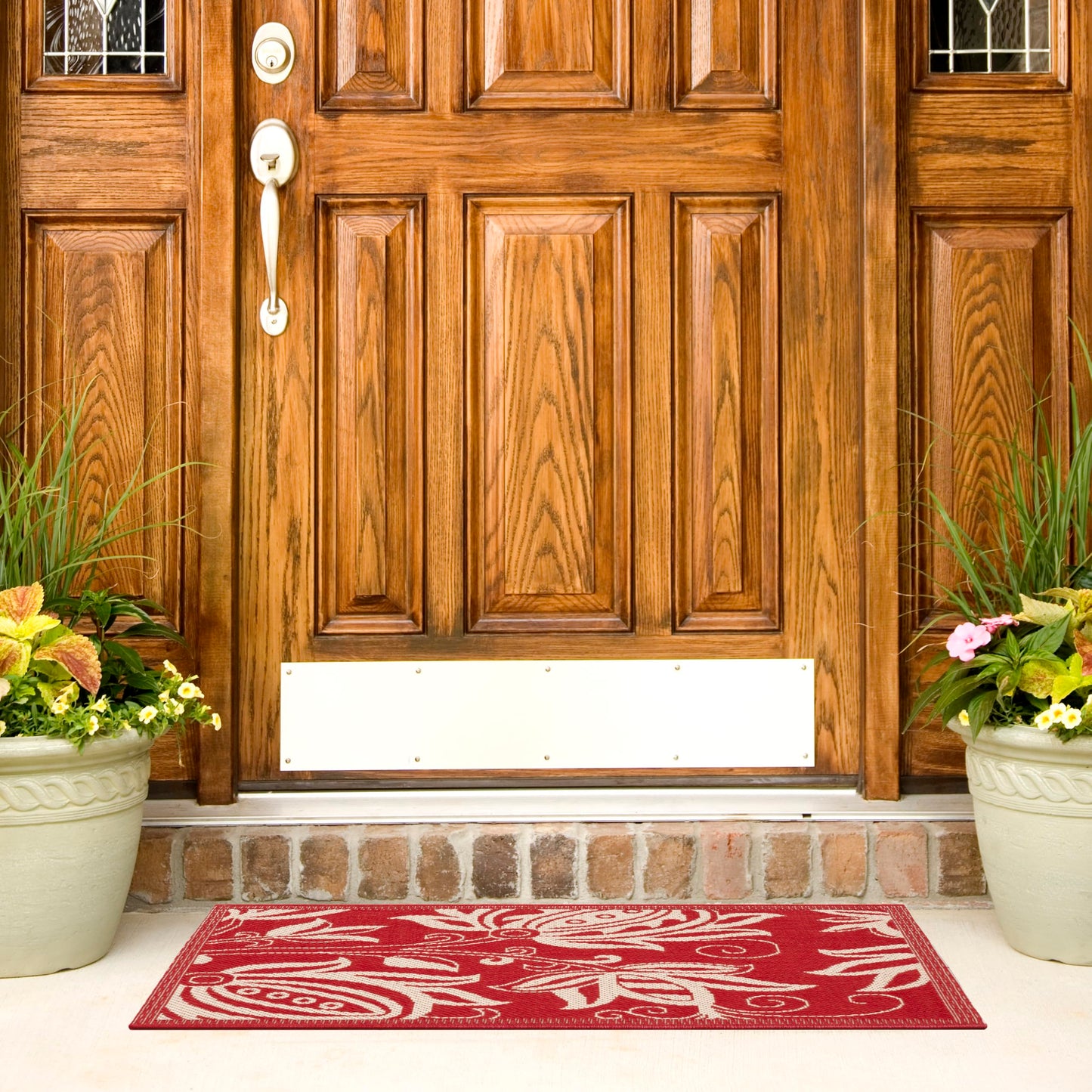 SAFAVIEH Washable Rug Outdoor Courtyard Collection - 2' x 3'7", Red & Natural, Non-Shedding & Easy Cleaning, Ideal for Patio, Front Door, Entryway, Doormat (CY2961-3707)