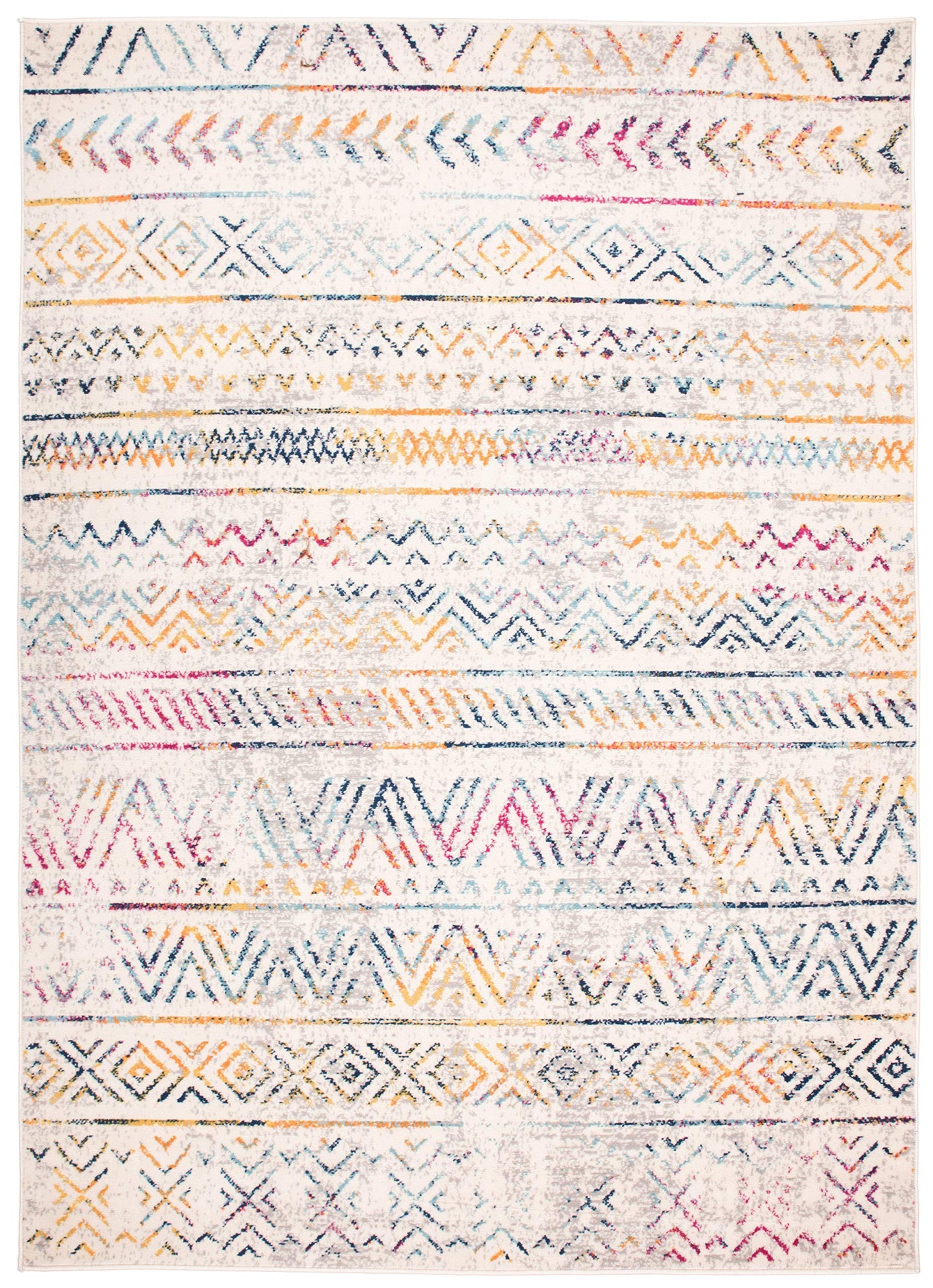 Rugshop Geometric Boho Large Area Rug – Multi Tribal Pattern, Perfect for Living Room, Dining Room, Office, 8x10