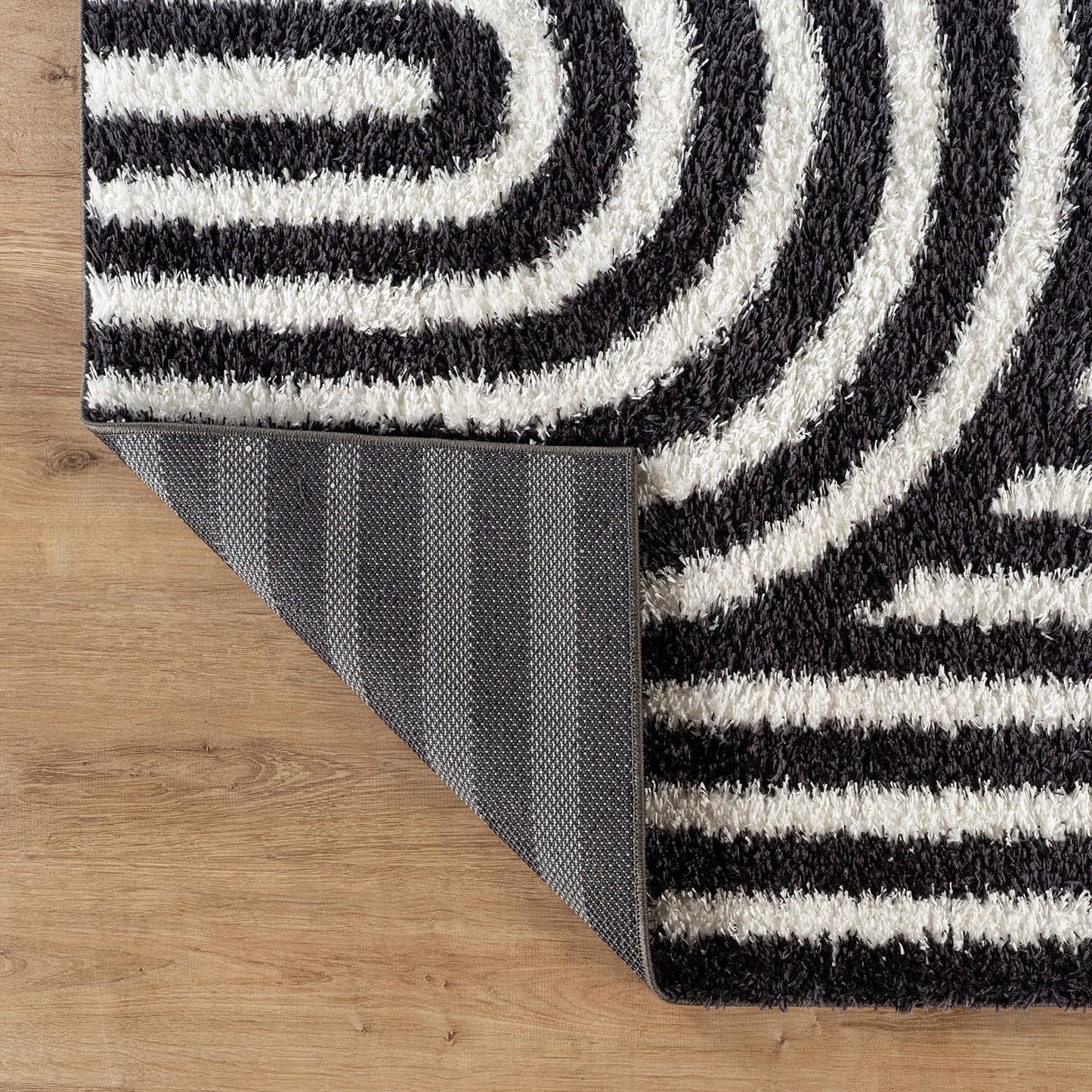 Rugshop Abstract Arch Shag Area Rug Anthracite Dark Gray 5' x 7' Great for Bedrooms, Living Rooms, or Under Coffee Tables