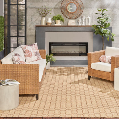 Nourison Home Reversible Indoor Outdoor Natural 8' x 10' Area Rug - Easy Clean, Non Shedding, Bed Room, Living Room, Dining Room, Kitchen (8' x 10')