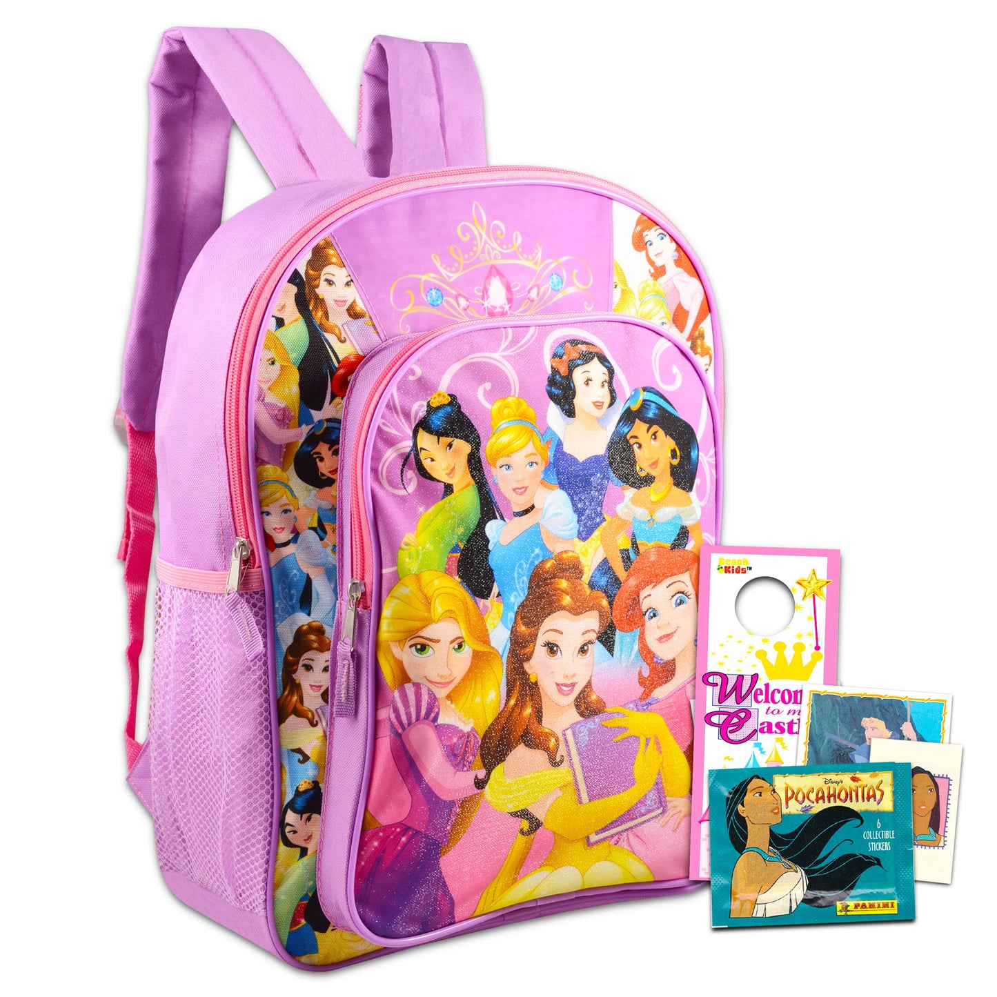 Disney Princess Backpack for Girls Kids Toddlers ~ Deluxe 16" Princess School Bag Bundle Featuing Ariel, Cinderella, Rapunzel, and More (Disney Princess School Supplies)