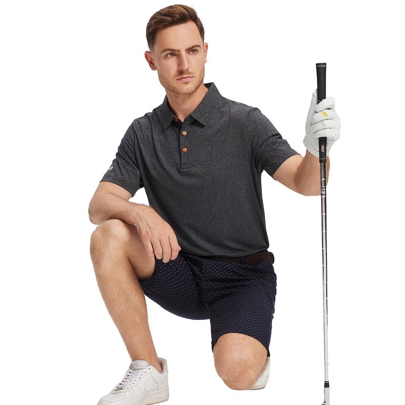 Golf Shirts for Men Dry Fit Performance Casual Collared Mens Golf Polo Shirts Moisture Wicking 4 Way Stretch Polo Shirts for Men Short Sleeve Polo Shirts, XXL Black