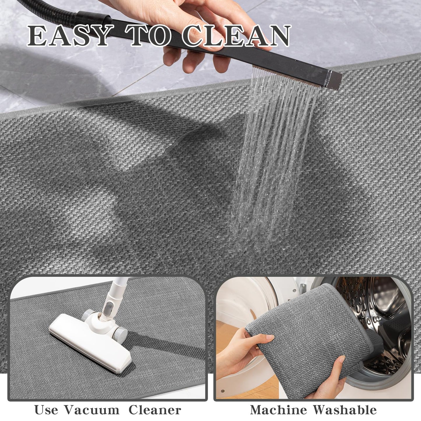 chakme Bathroom Rugs Mat 24x17, Ultra Thin Non Slip Bath Mat Small Quick Dry Absorbent Bath Mat for Bathroom Floor, (Dark Grey, 24"x17")