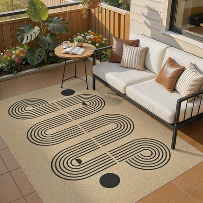 UERMEI 5x7 Outdoor Jute Area Rug Patio, Neutral Rugs for Living Room Backyard Machine Washable Non Slip, Pet Friendly Indoor Farmhouse Carpet for Dining Room - Brown