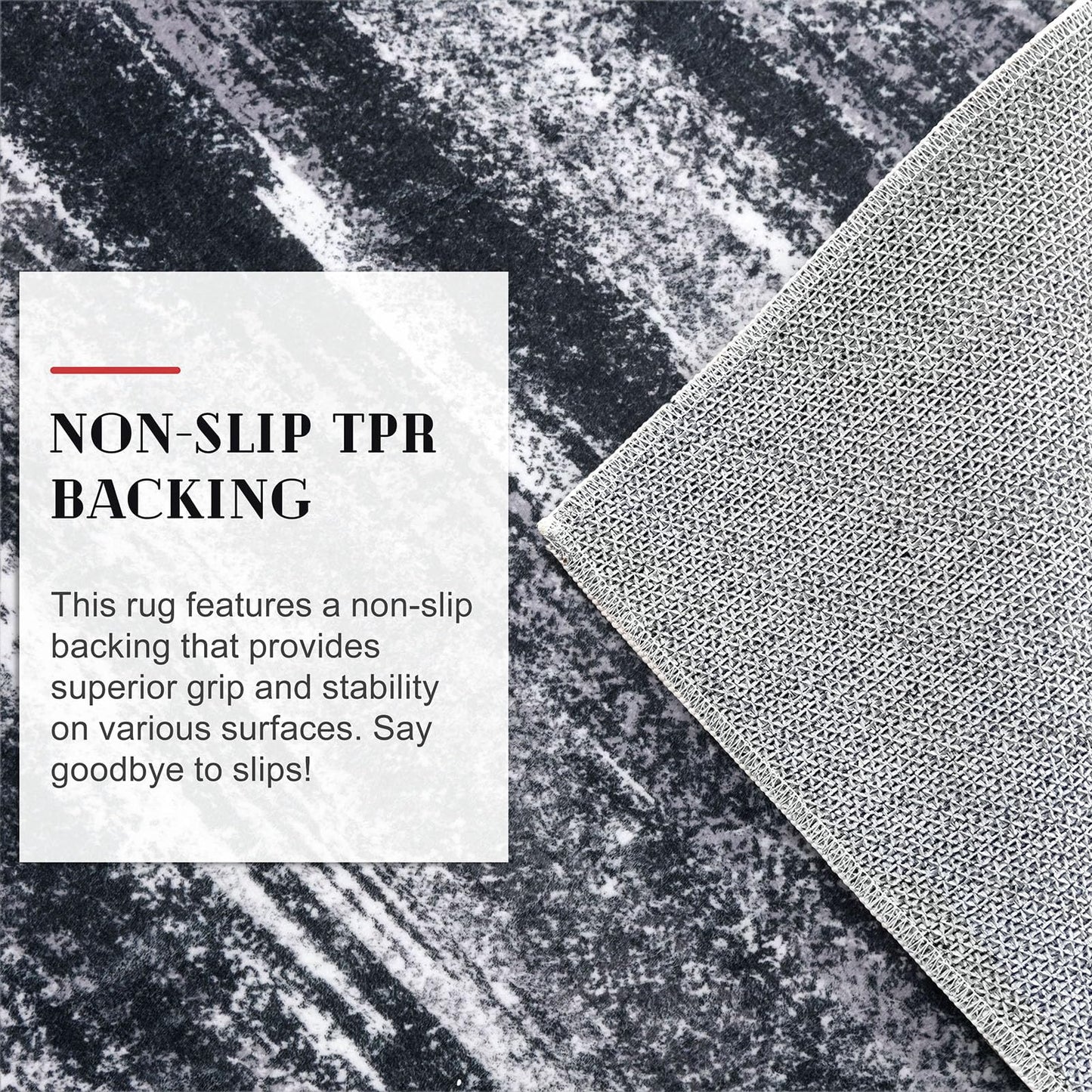 Lansny Modern Abstract Entryway Rug Indoor 2x3 Washable Rug Non-Slip Soft Small Area Rug Black Grey Kitchen Mats Thin Print Faux Wool Floor Carpet Throw Rugs for Entrance Bedroom