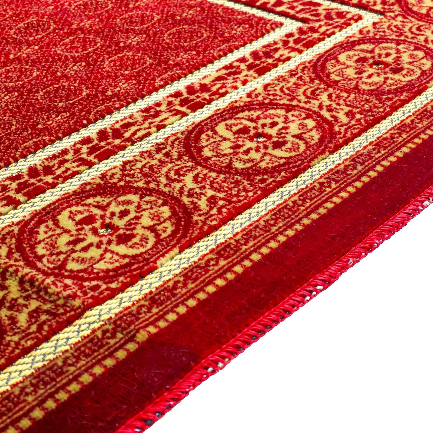 FIRASET Muslim Prayer Rug, Soft Plush Thin Islamic Prayer Mat, Janamaz, Sajada, Praying Carpet, Islamic Gift for Men & Women, Islamic Mat, Bordeaux, Eid & Ramadan Gift with Prayer Beads, 26x43 inch