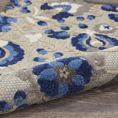 Nourison Home Aloha Natural Blue 4' x Round Area Rug - Easy Clean, Non Shedding, Bed Room, Living Room, Dining Room, Kitchen (4' x Round)