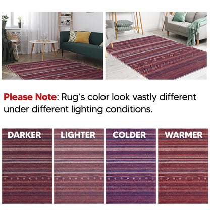 Keen Home Design 48"x72" Rug - Machine Washable Area Rug with Non-Slip Backing, Ideal for Living Room, Dining Room, Bedroom - Vintage, Easy Clean, Durable, Low Pile Rug - (4' x 6')