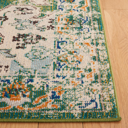 SAFAVIEH Madison Collection Area Rug - 6' x 9', Green & Aqua, Boho Medallion Distressed Design, Non-Shedding & Easy Care, Ideal for High Traffic Areas in Living Room, Bedroom, Dining (MAD452Y-6)