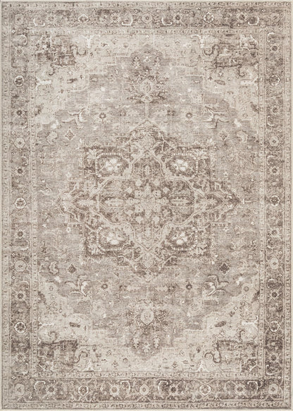 Bloom Rugs Washable Non-Slip 4' x 6' Rug - Beige/Gray Traditional Area Rug for Living Room, Bedroom, Dining Room, and Kitchen - Exact Size: 4' x 6'