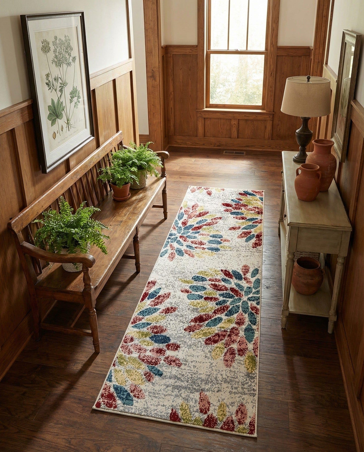 Rugs.com - Charleston Rug – 6 Ft Runner Multi Modern Floral Easy-Clean Rug – Perfect for Hallways, Kitchens, and Entryways