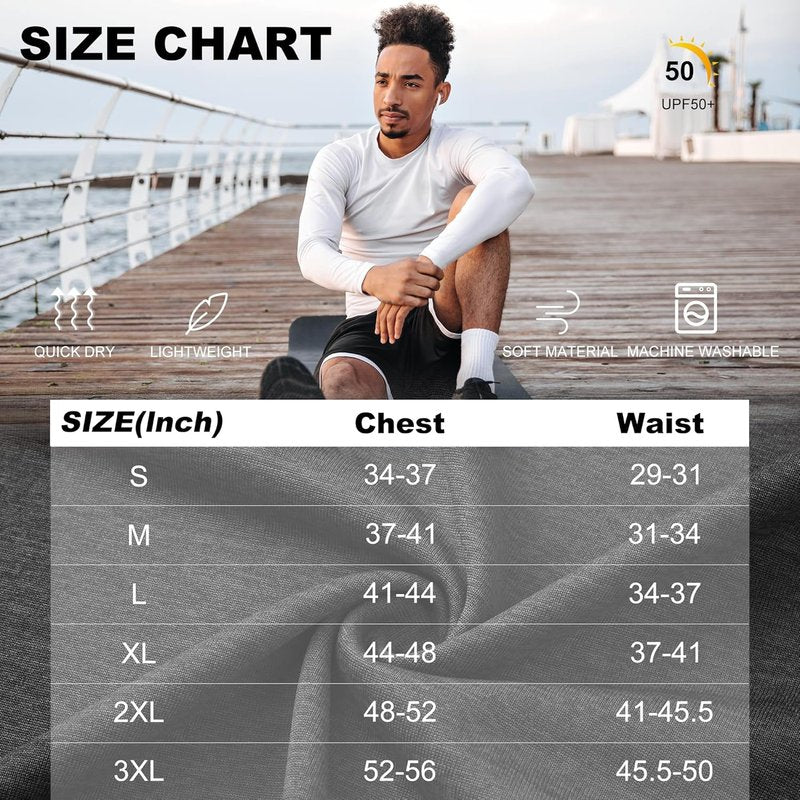MLYENX Long Sleeve Workout Shirts for Men - UPF 50+ UV Protection, Quick Dry, Moisture Wicking | 7 Pack