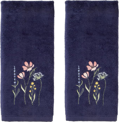 SKL Home Wildflower Field 100% Cotton Embroidered 2pc Hand Towel Set, Decorative