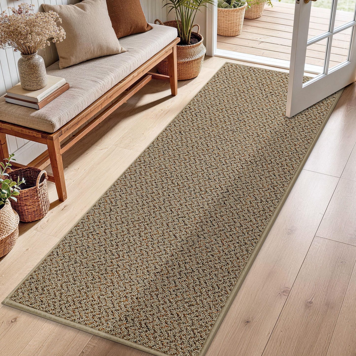 COSY HOMEER Hallway Runner Rug 2'x6' Non Slip Washable Entryway Runner Rugs Absorbent Stain Resistant Carpet Rug Runners for Hallways,Entrance and Laundry Room,Taupe