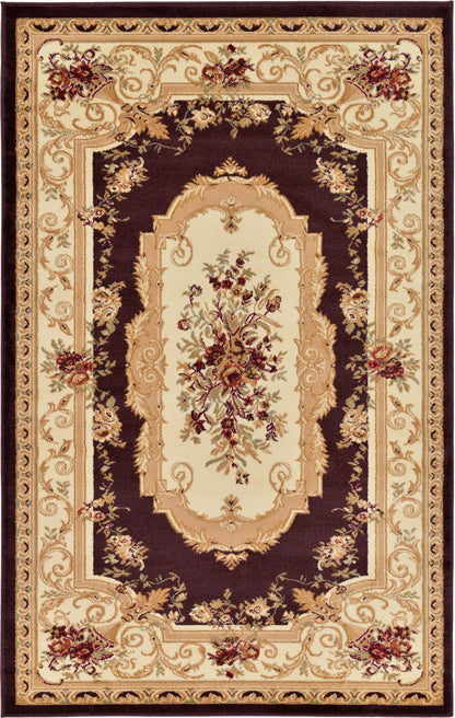 Unique Loom Versailles Collection Traditional Classic Floral Motif Area Rug (5' 0 x 8' 0 Rectangular, Brown/ Ivory)