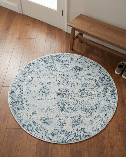 Rugs.com - Monte Carlo Rug – 3 Ft Round Light Blue Stain-Resistant Area Rug – Vintage Medallion Design for Entryways, Bedrooms, and Home Offices