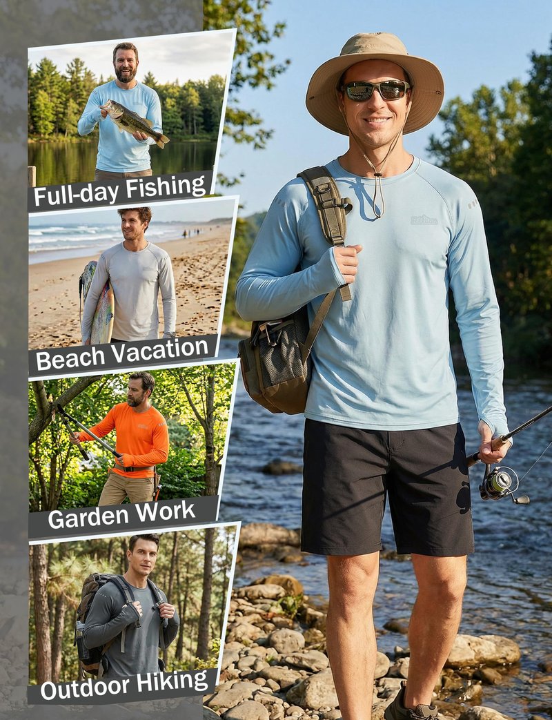 3 Pack Mens UPF 50+ Sun Protection Shirts Long Sleeve SPF Quick Dry Fishing Swim Rash Guard Athletic Workout Tops