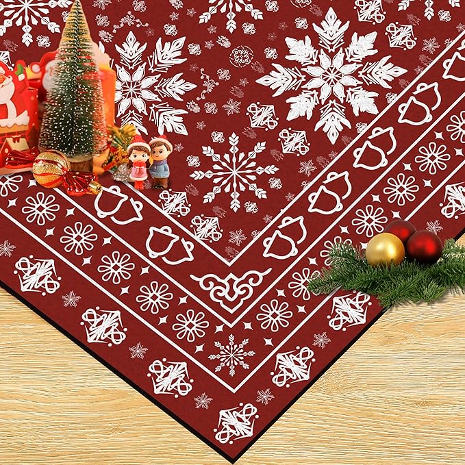 4' X 6' Christmas Rug Snowflake Area Rugs for Living Room Bedroom Dining Room Nursery Dorm Plaid Mat Washable for Kids Girls Women Xmas Carpet Floor Pad Doormat Winter