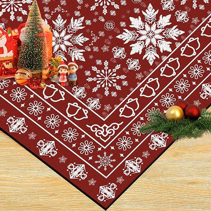 5' X 7' Christmas Rugs Xmas Area Rug for Living Room Bedroom Dining Room Dorm Classroom Nursery Red Snowflake and Plaid Carpet Doormat Floor Mat Pad Winter Vintage