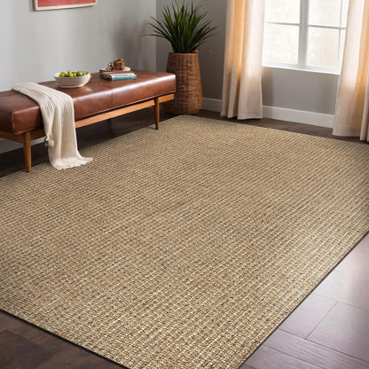 Luul Home Easy Jute Rugs 9x12 Natural Color Living Room Indoor Outdoor Area Rug for Patio Farmhouse and Kitchen Rug High Traffic Easy to Clean Washable Solid Boho Woven Design Outside Carpet (9 x 12)
