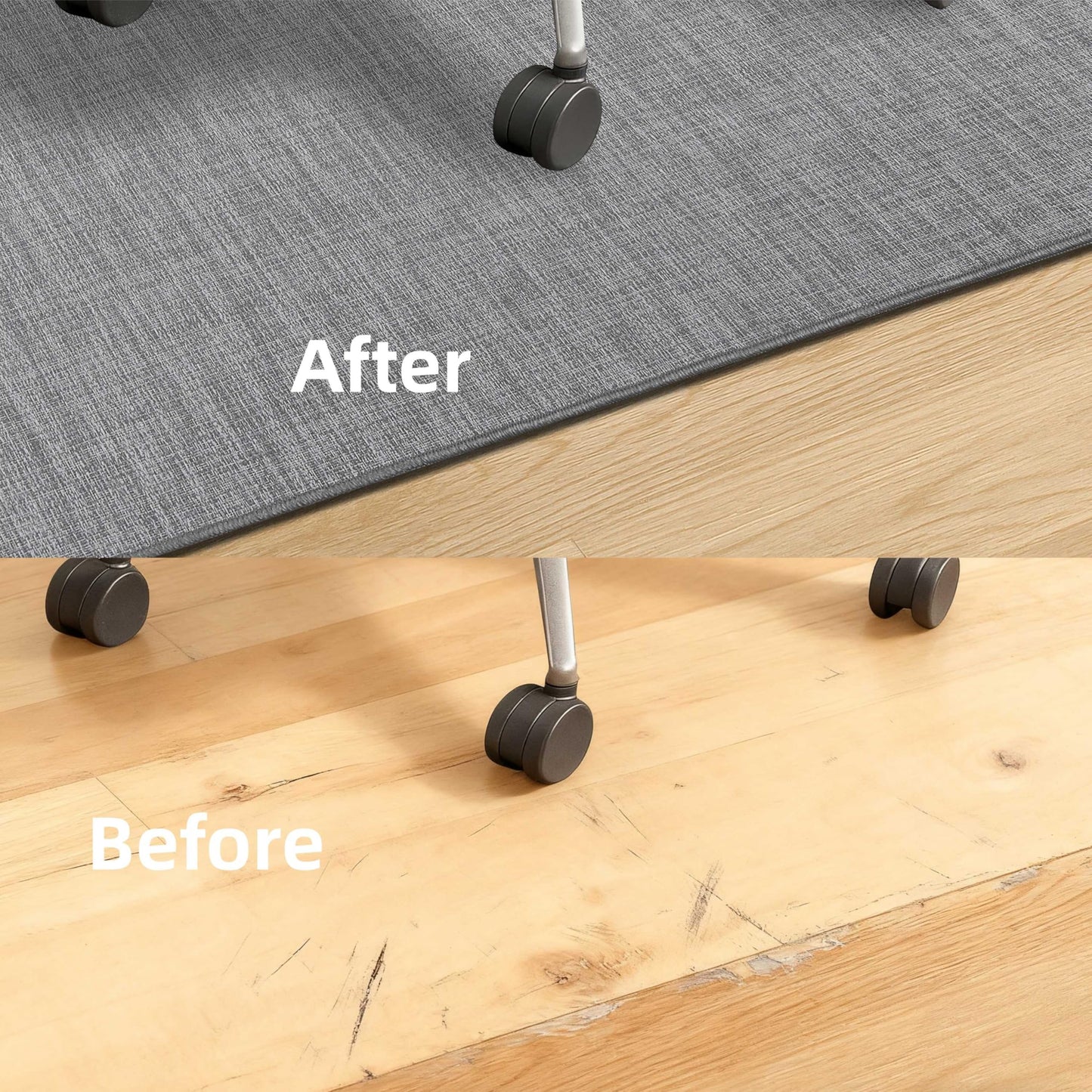 CNNJ Office Chair Mat for Hardwood Floors,Thick Rubber Mat – Heavy Duty Anti-Slip Protection for Rolling Chairs, Home Office Desk Rug (Dark Grey, 36"×48")