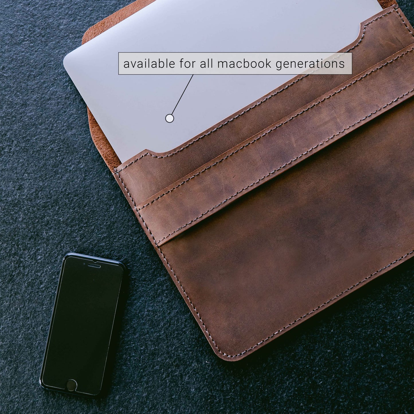 MacBook Air 15 Inch Sleeve — ‘Fernando’ Handmade & Expertly Crafted Luxury MacBook Case — Full Grain Beautifully Stitched Fair Trade Leather — Brown