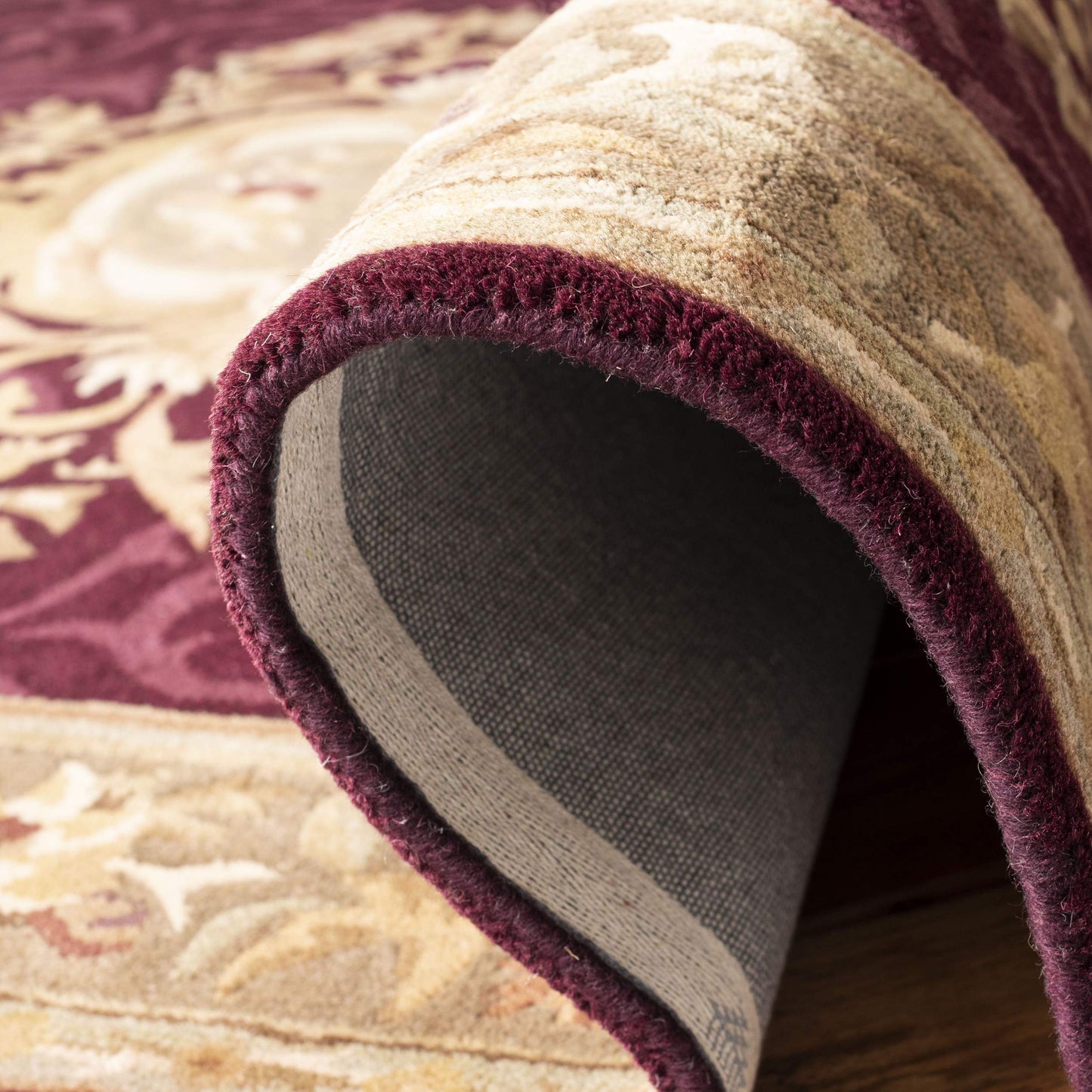 SAFAVIEH Empire Collection 7'6" x 9'6" Dark Red / Dark Beige EM414A Handmade Traditional European Premium Wool Area Rug