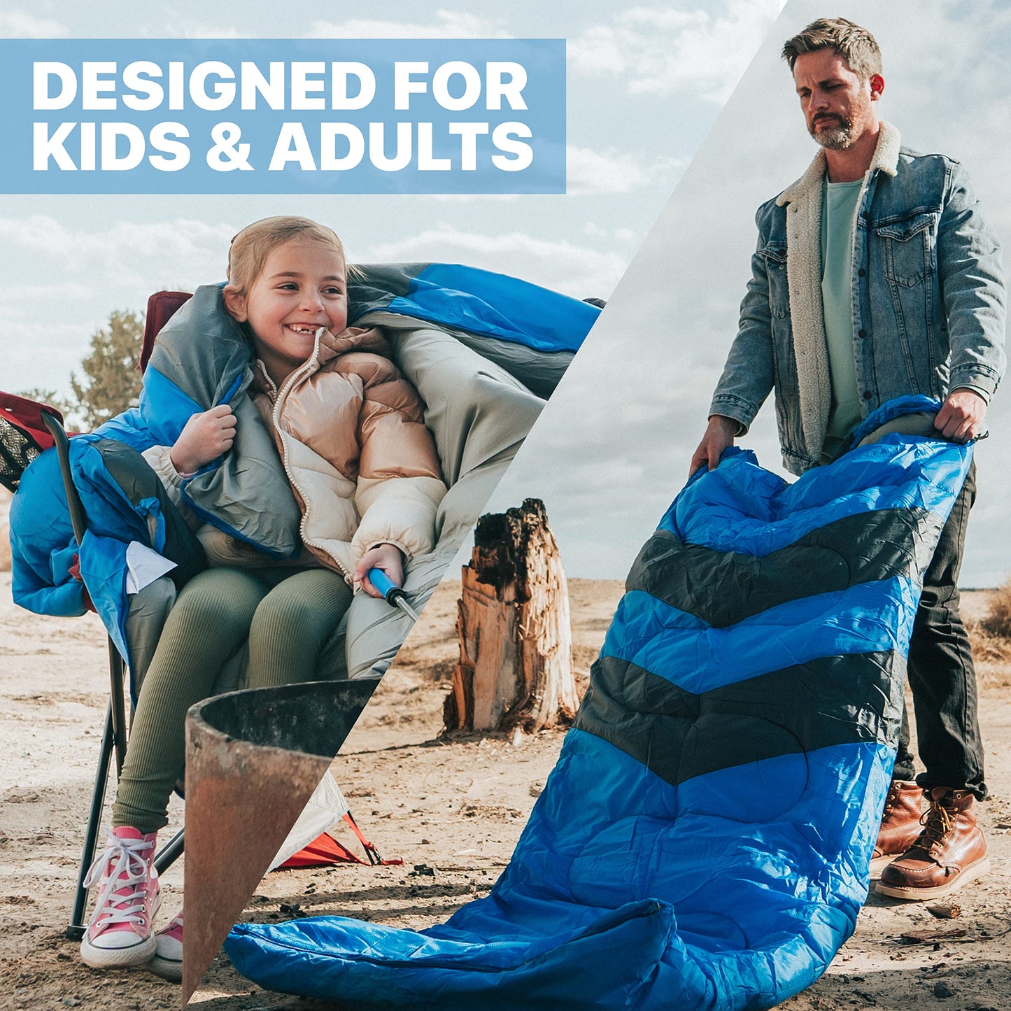 MalloMe Sleeping Bags for Adults Cold Weather & Warm - Backpacking Camping Sleeping Bag for Kids, Girls, Boys - Lightweight Camping Essentials Gear Accessories Hiking Sleep Must Haves Single & Double