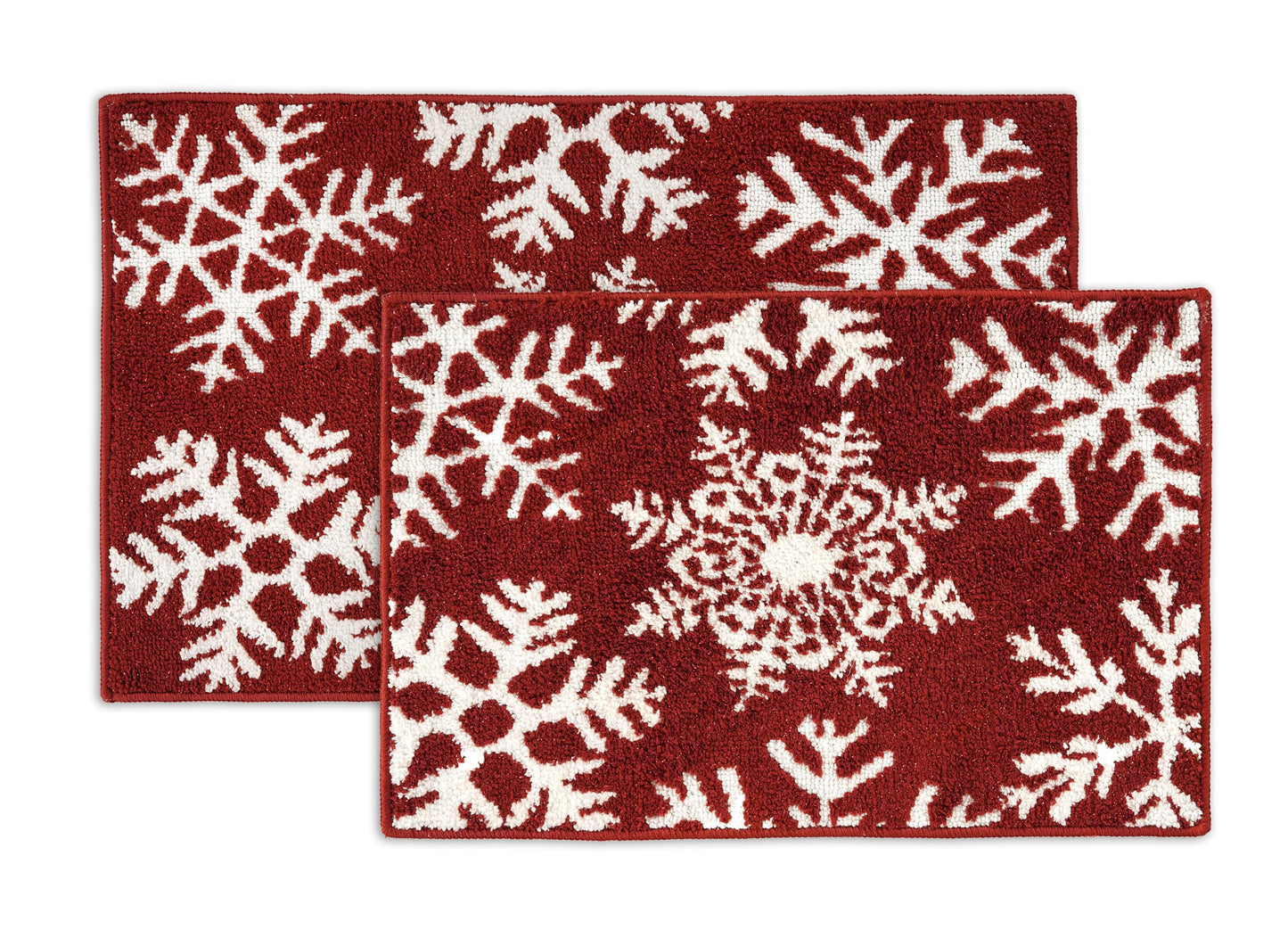 LANE LINEN Snowflake Premium Christmas Bath Rug Set 2 Piece, Extra Soft & Absorbent, Machine Washable Non Slip Shower Mat - 20'' x 32'' / 17'' x 24'' for Bathroom Floor