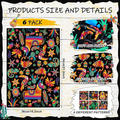 Breling Set of 6 Mexican Kitchen Towels Floral Dish Towel Cinco De Mayo