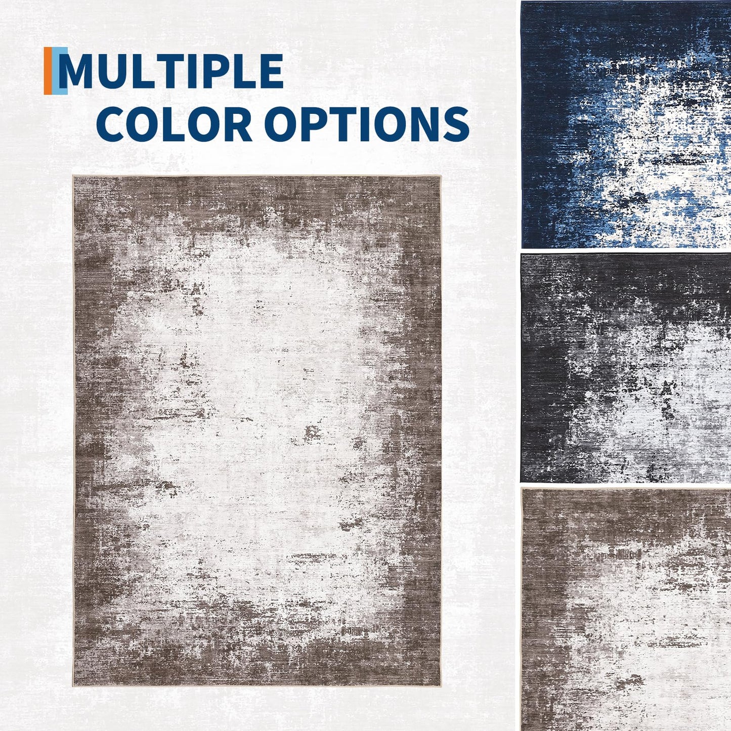 GarveeHome Abstract Area Rugs 5x7 Ultra-Soft Modern Indoor Carpet, Stain-Resistant Neutral Floor Cover, Non-Slip Distressed Throw Rug, Easy Cleaning, Perfect for Living Room, Office, Brown