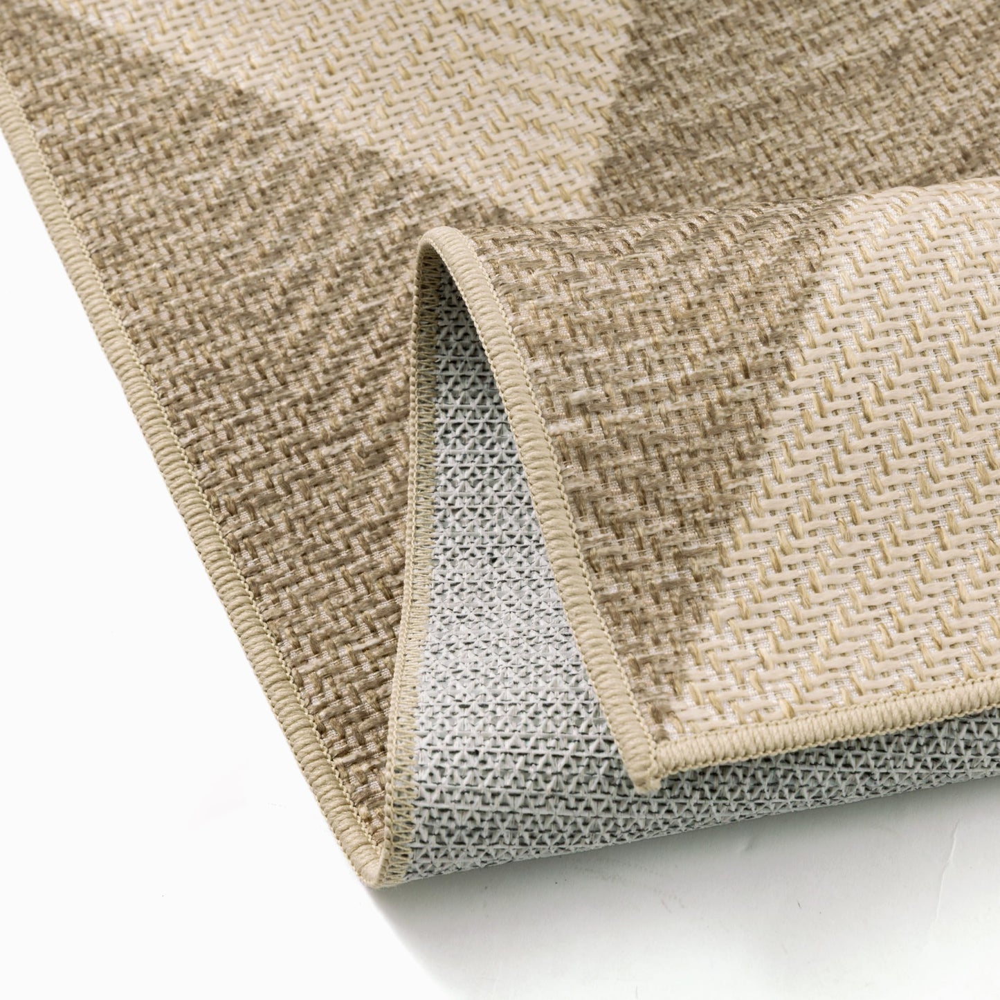 HUGEAR 4x6 Outdoor Rug Brown/Beige Linen-Look Fabric Checkered Area Rug High Traffic Stain Resistant Easy Clean Durable Rugs for Indoor/Outdoor Patio Deck Balcony Porch Garden Courtyard