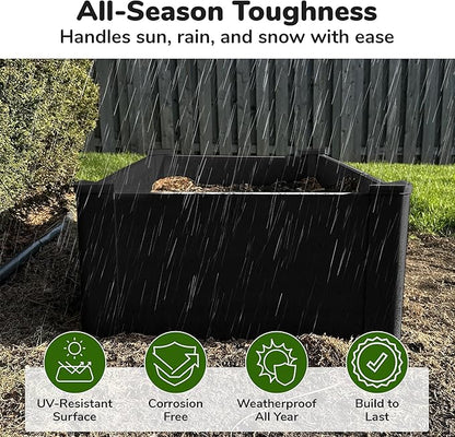 Raised Garden Bed - 2x4 ft Planter Box - Black HDPE - No Tools Needed - DIY Kit for Urban Gardening, Flowers, Herbs & Vegetables - Made in The USA