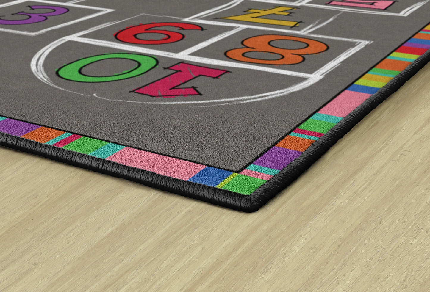 Flagship Carpets Hopscotch Rainbow Numbers Activity Area Rug for Children's Classroom or Home Learning Mat, Kids Room or Playroom Carpet, 5' x 8', Multicolor