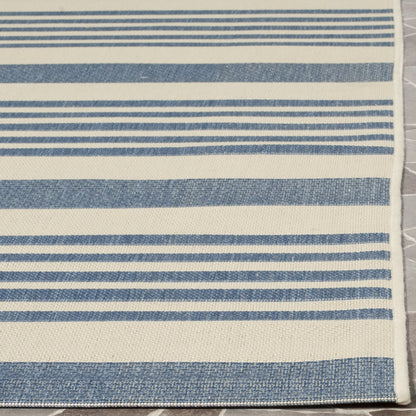 SAFAVIEH Washable Rug Outdoor Courtyard Collection - 9' x 12', Beige & Blue, Non-Shedding & Easy Cleaning, Ideal for Patio, Backyard, Mudroom (CY6062-233)