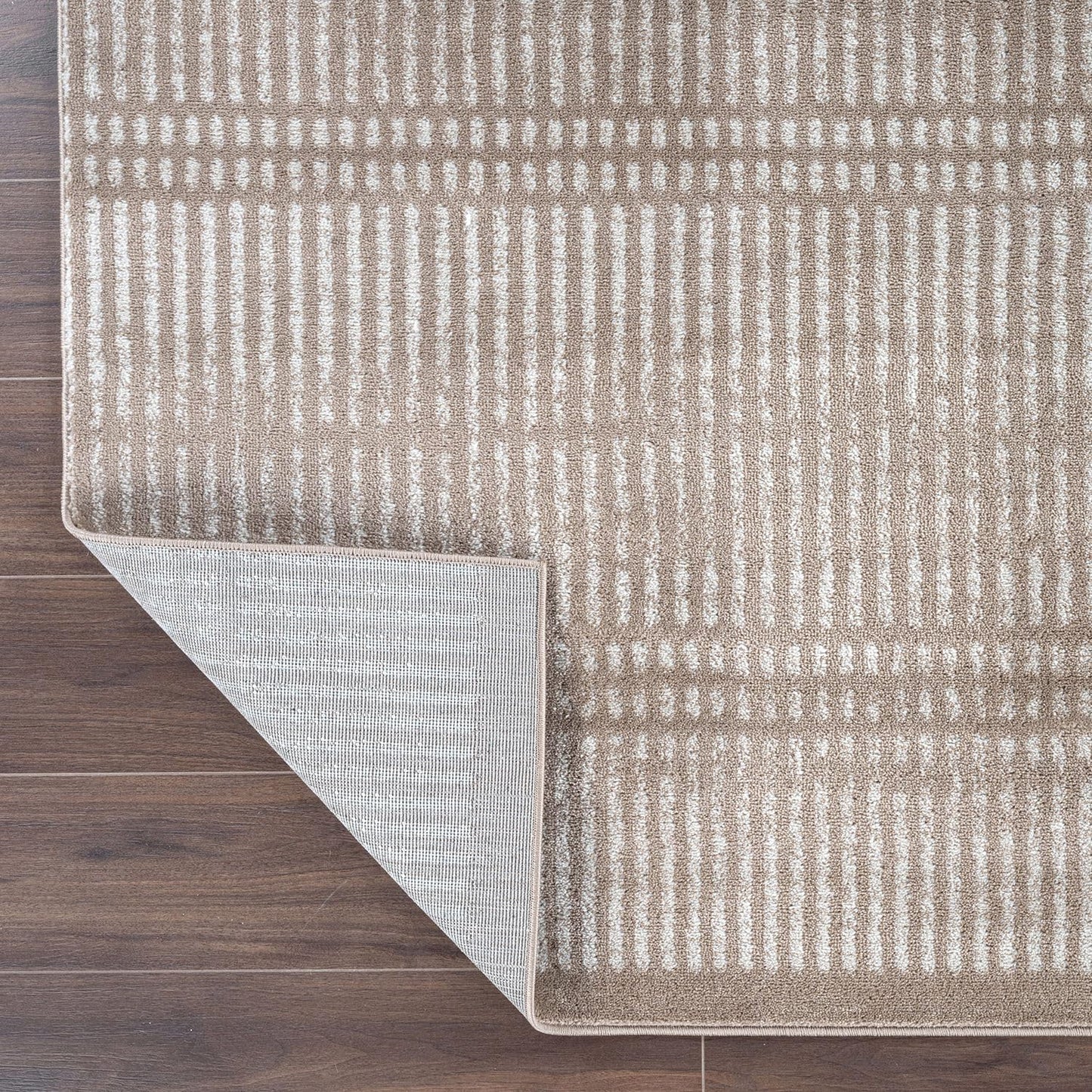 Rugshop Contemporary Stripe Lines High Traffic Living Room,Bedroom,Kitchen, Home Office High Traffic Living Room,Bedroom,Kitchen, Home Office Area Rug 7'10" x 10' Beige