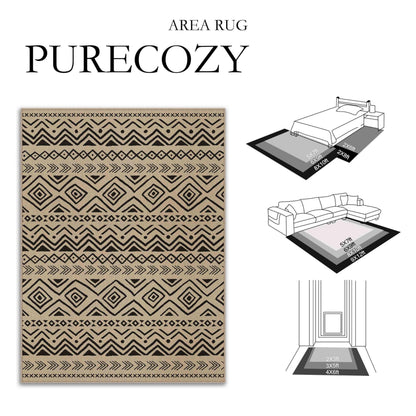 PureCozy 5x8 Easy Jute Outdoor Rug Black Boho Indoor Outdoor Area Rug Farmhouse Patio Carpet for Backyard, Patio, Porch, Living Room， Easy-Cleaning, High Traffic, Pet-Friendly, Non-Shedding