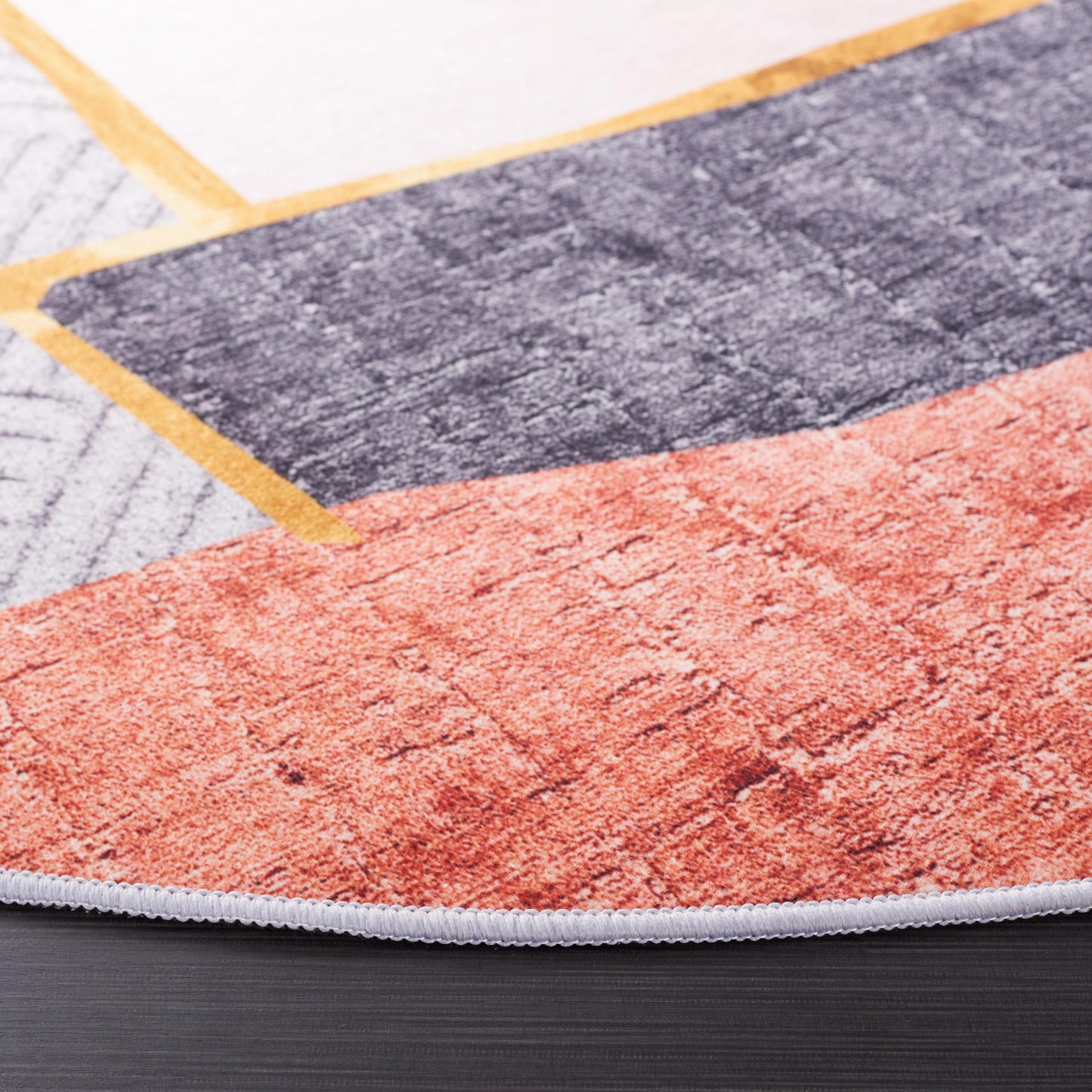 SAFAVIEH Washable Rug Tacoma Collection - 5' x 8' Oval, Beige & Blue, Slip Resistant & Easy to Clean, Ideal for Living Room, Bedroom, Foyer, Dining Space (TAC834B)