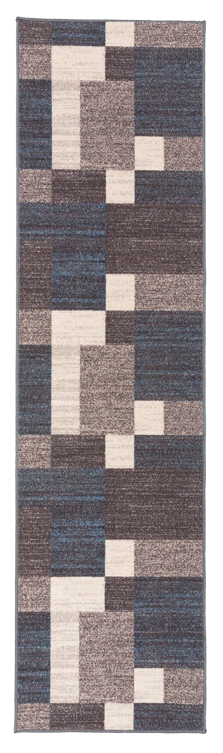 Rugshop Modern Boxes Design Non-Slip (Non-Skid) Carpet for Hallway,Entryway,Kitchen Runner Rug 2' x 10' Blue