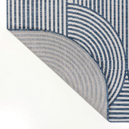 JONATHAN Y Geometric Arch Stripe Indoor Outdoor Area Rug 5X8 Cream/Navy, Margot Modern for Backyard, Patio, Porch, Easy-Cleaning, High Traffic, Pet-Friendly, Non-Shedding (SHP201C-5)