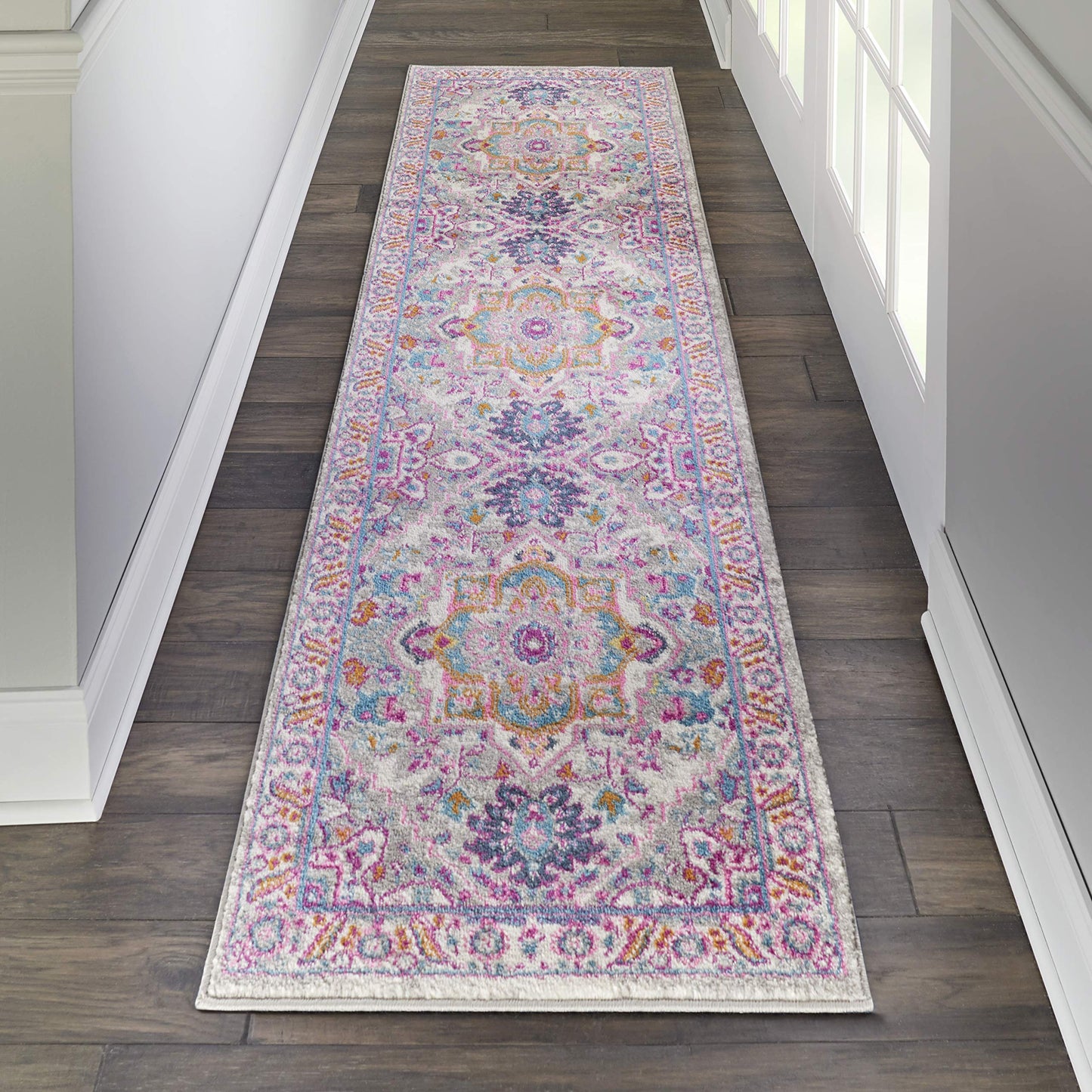Nourison Home Passion Light Grey Pink 1'10" x 6' Area Rug - Easy Clean, Non Shedding, Bed Room, Living Room, Dining Room, Kitchen (6' Runner)