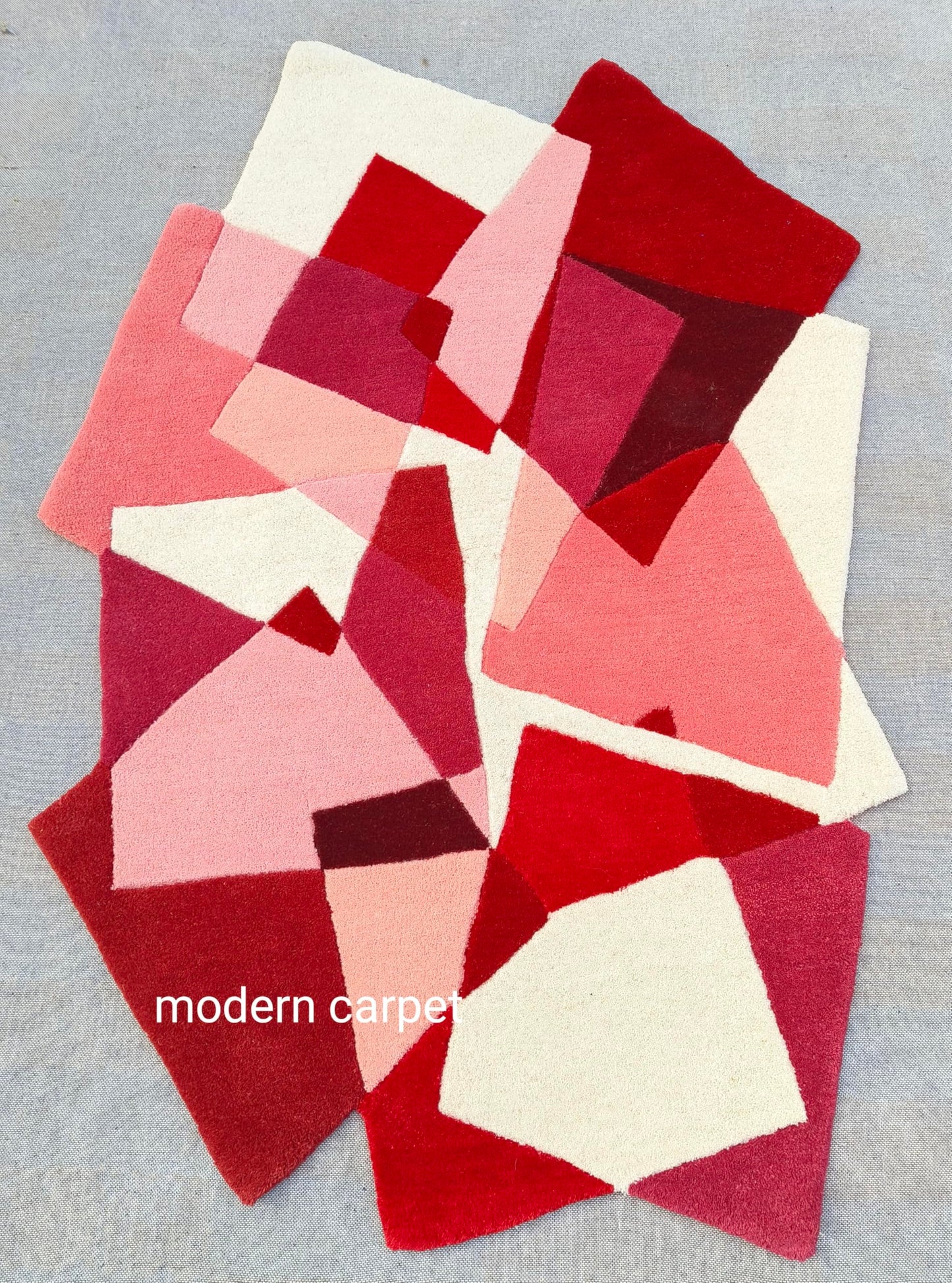 Irregular Shaped Throw Rugs Illusion Pattern Hand-Tufted 100% Wool Handmade Area Rugs 3X5 Ft Multicolor Elegant Hand Tufted Entryway Carpet (3x5 Feet)