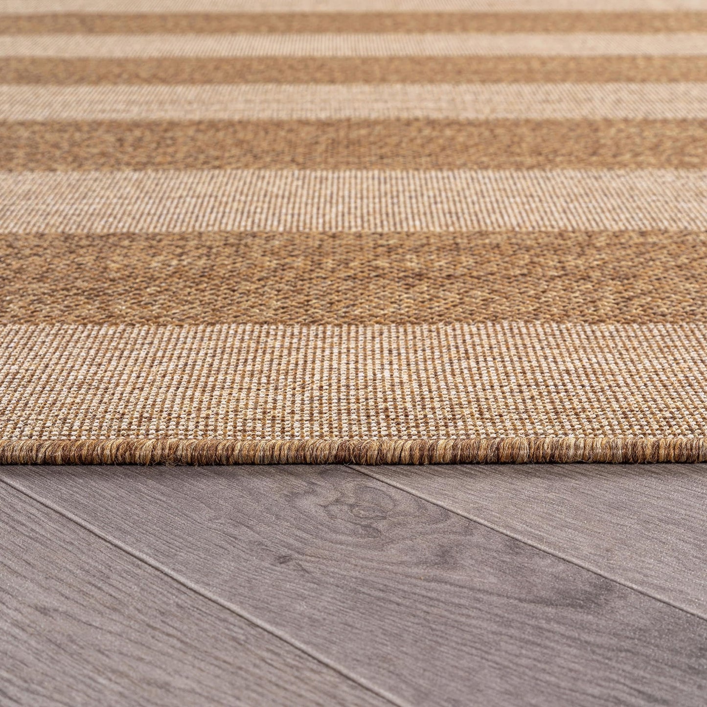 Rugshop Striped Indoor Outdoor Flat Woven Area Rug,Natural Jute-Style,Easy-Care Patio Rug for Backyard Porch Deck Balcony, 7'10" x 10' Sand/Natural