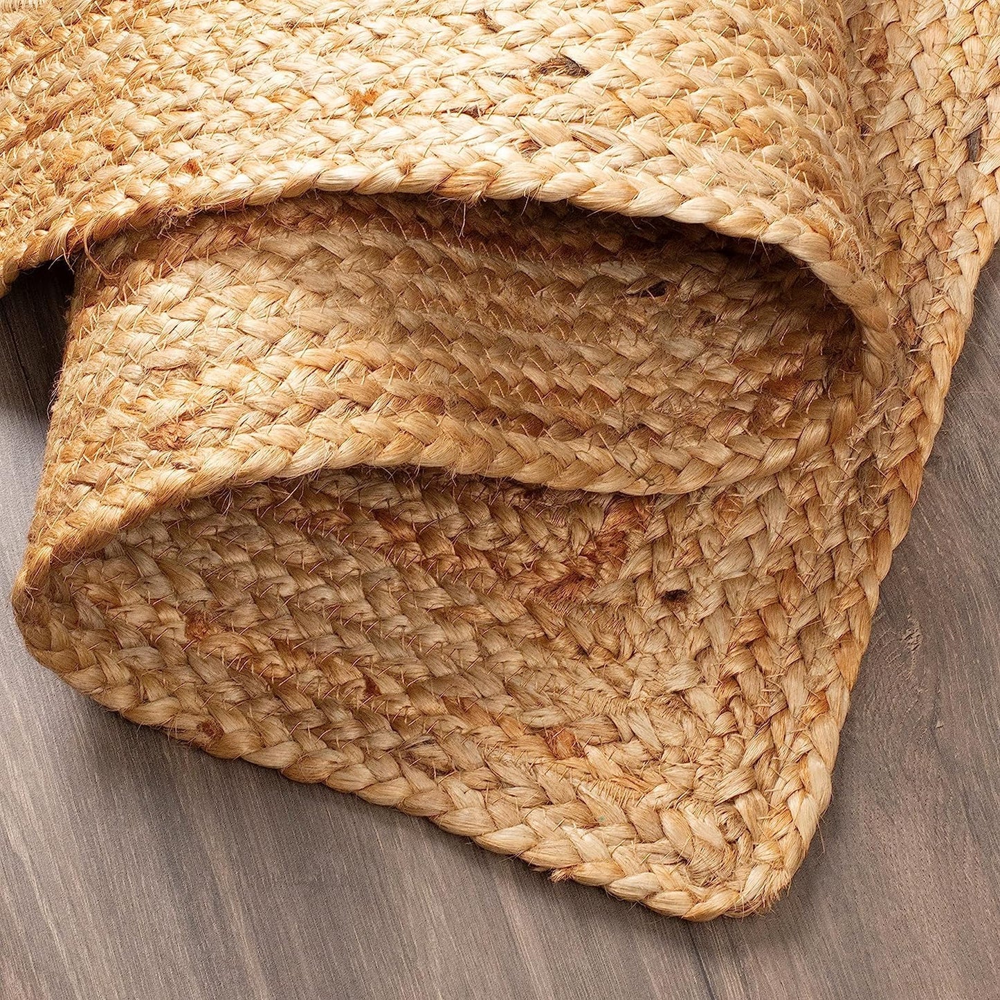 KEMA Handwoven Rectangular Jute Braided Rug 2'x3 ft' – Natural Reversible Farmhouse Boho Rug for Entryway, Kitchen, Living Room & Indoor Outdoor Use