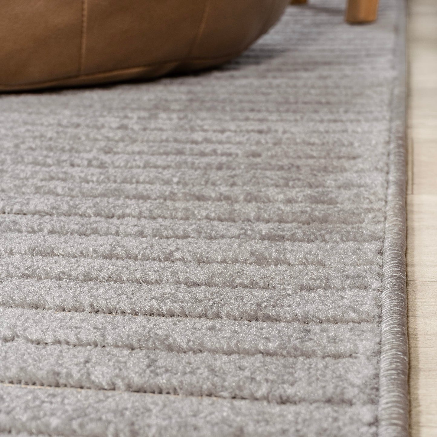 JONATHAN Y Hallie High-Low Curve Gray/Ivory 6x6 Square Indoor/Outdoor Area Rug, Minimalist, Pet Friendly, Non-Shedding, Stain Resistant, Hose-Washable for Backyard, Patio, Porch (SCN100A-6SQ)