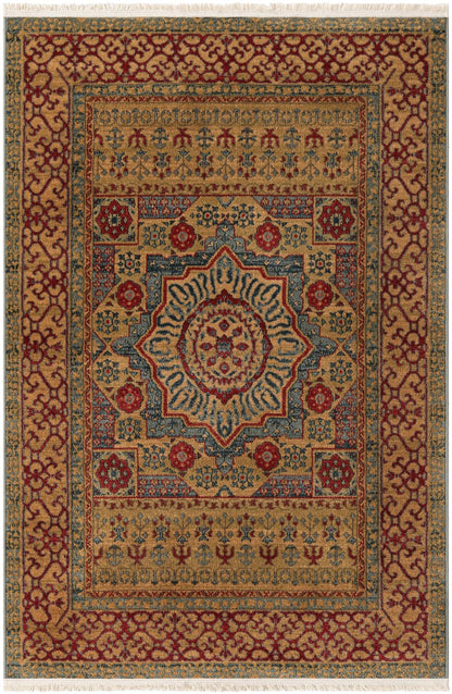 Unique Loom Palace Collection Area Rug - Saray (4' 1" x 6' 1" Rectangle, Light Blue/ Red)