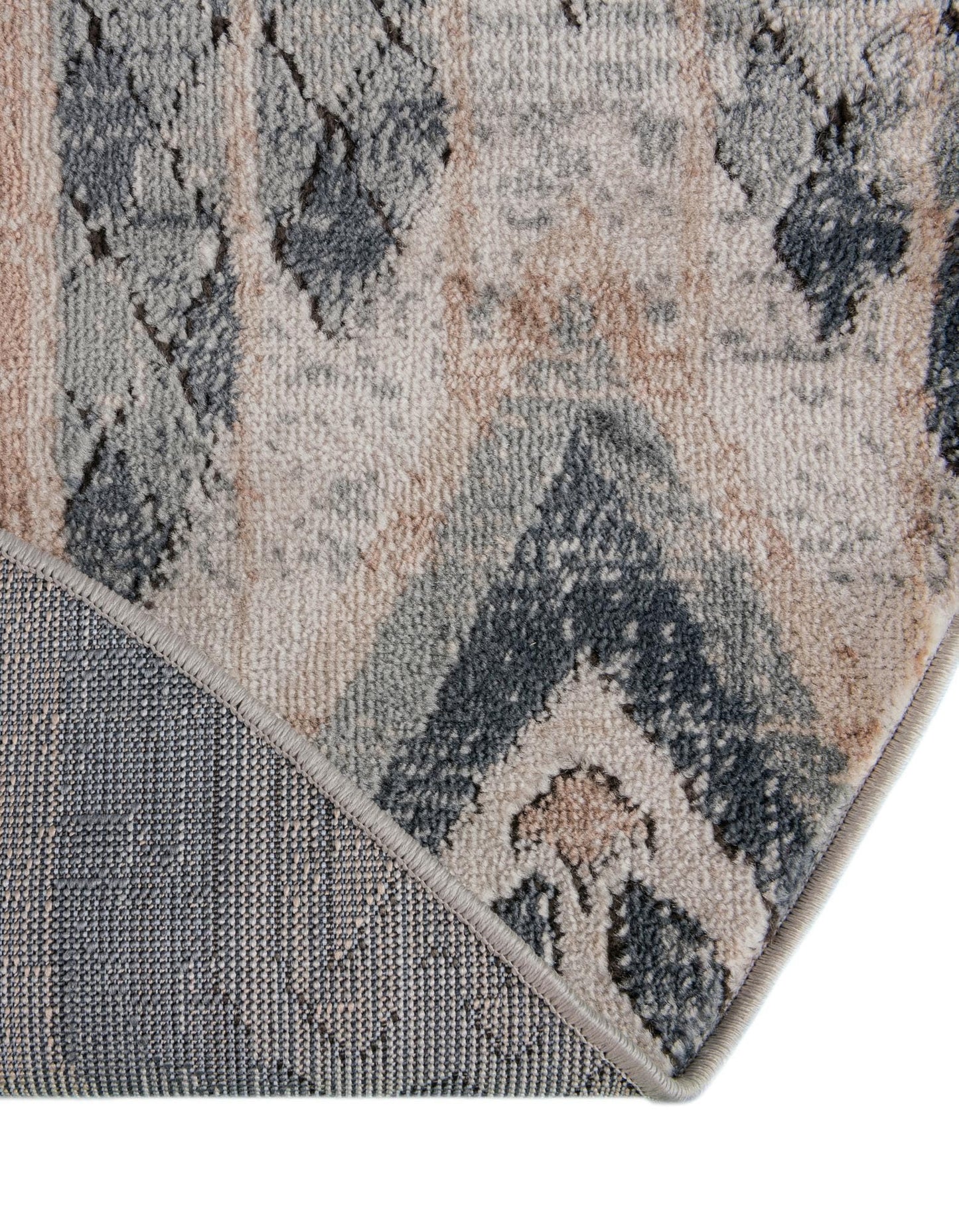 Rugs.com - Oregon Collection Rug – 5 Ft Round Navy Blue Easy-Clean Rug – Rustic Southwestern Style for Bedrooms, Living Rooms, and Entryways