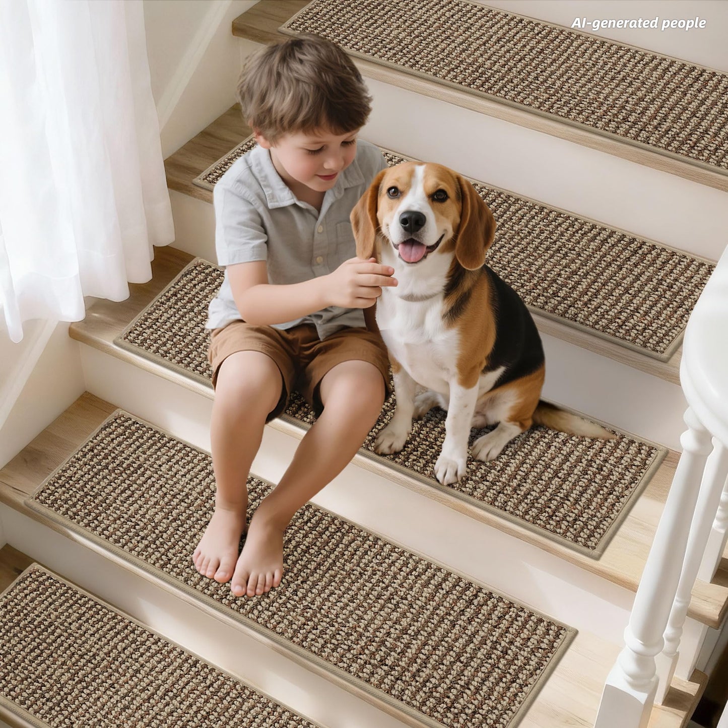 BEQHAUSE Stair Treads for Wooden Steps 28inX9in, Carpet Stair Treads Non Slip Indoor, Machine Washable Stair Runners for Kids Elders and Pets, Carpet for Stair Rugs Mat, TPE Backing, 15pcs, Taupe