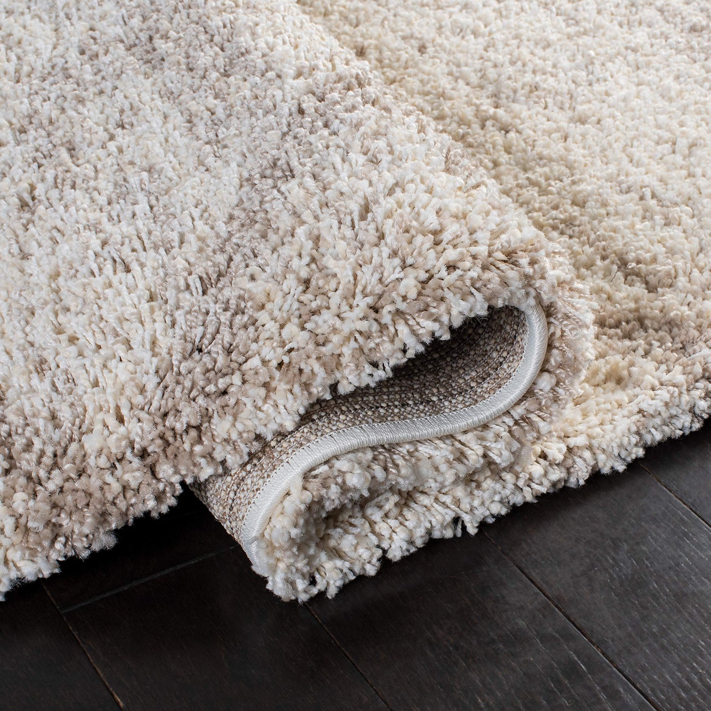 SAFAVIEH Hudson Shag Collection Area Rug - 7' Square, Multi Ivory & Beige, Modern Trellis Design, Non-Shedding & Easy Care, 2-inch Thick Ideal for High Traffic Areas in Living Room, Bedroom (SGH281H)